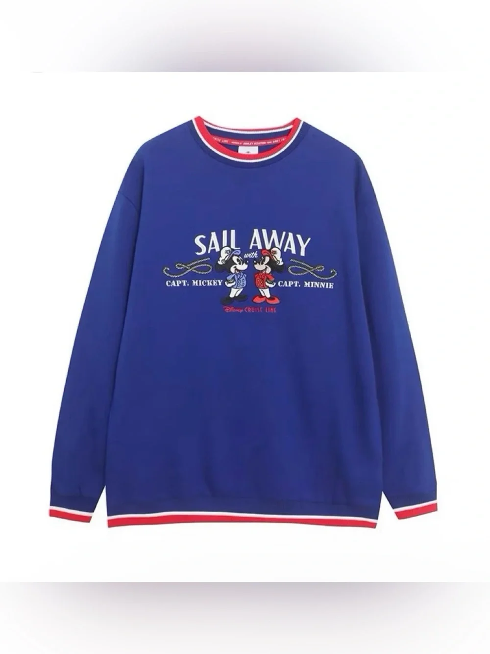 NWT Disney Cruise Line Sail Away Crewneck Captain Mickey Minnie M